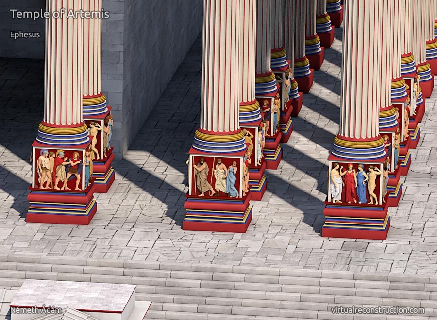 efes artemiz tapınağı sütun çizimleri